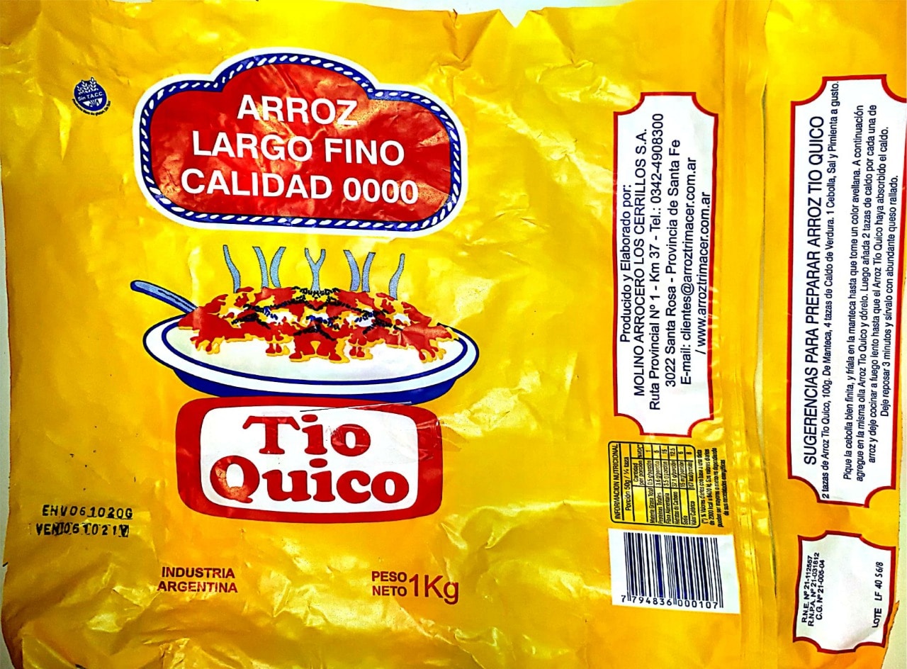 Recomiendan no consumir el arroz «Tio Quico» y el snack «Capitán Cuac»