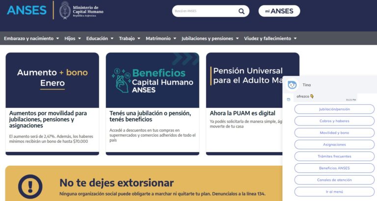 ANSES incorporó a Tina, una asistente virtual que responde consultas las 24 horas