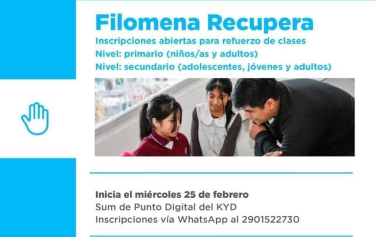 Ushuaia: el programa “Filomena Recupera” inicia el 25 de febrero con apoyo escolar gratuito