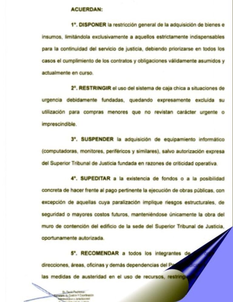 Foco en lo esencial: el Poder Judicial ordena recursos para garantizar su funcionamiento